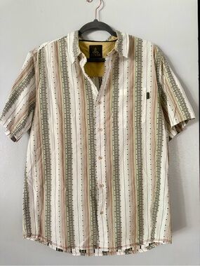 prAna Men’s Breathe Southwestern Striped Short Sleeve Button Up Shirt Large